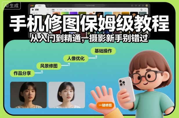 手机修图保姆级教程，从入门到精通，摄影新手别错过-易网创