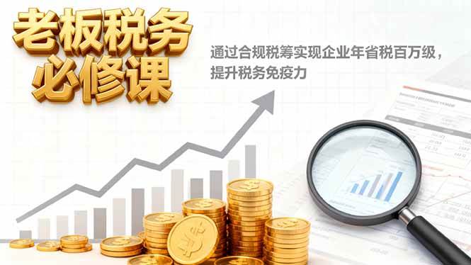 （16426期）老板税务必修课，通过合规税筹实现企业年省税百万级，提升税务免疫力-易网创