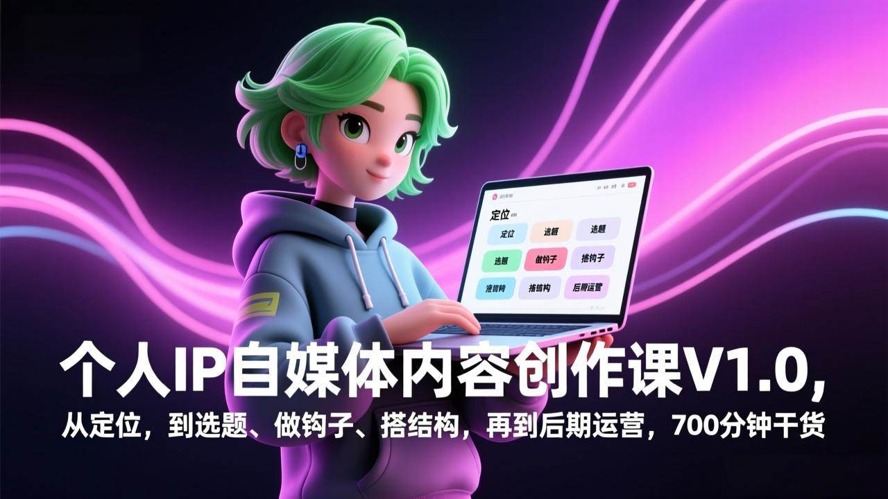 （17331期）个人IP自媒体内容创作课V1.0，从定位，到选题、做钩子、搭结构，再到后期运营，700分钟干货-易网创