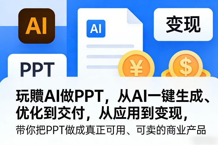 玩賺AI做PPT，从AI一键生成、优化到交付，从应用到变现，带你把PPT做成真正可用、可卖的商业产品-易网创