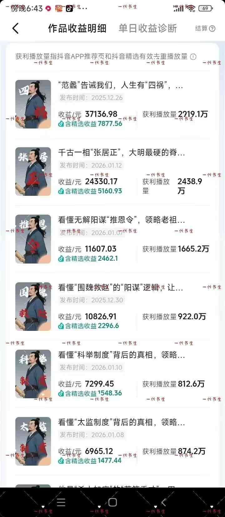 抖音300w粉丝博主的政史类科普视频教学，有大流量扶持，拿伙伴伙伴+精选独家双份收益-易网创