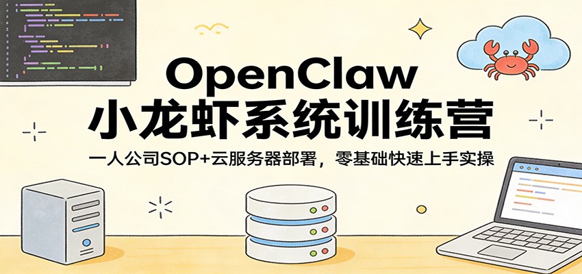 OpenClaw小龙虾系统训练营：一人公司SOP，云服务器部署，零基础快速上手实操-易网创