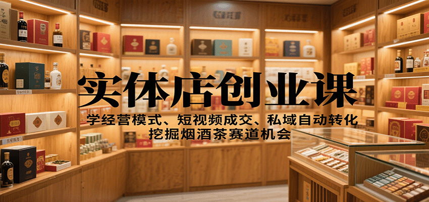 实体店创业课：学经营模式、短视频成交、私域自动转化，挖掘烟酒茶赛道机会-易网创