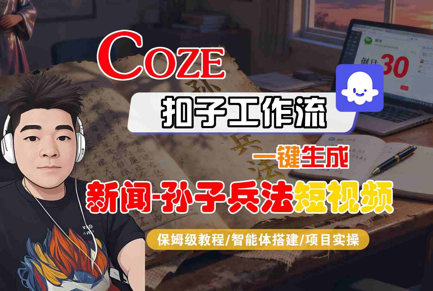Coze扣子智能体工作流一键生成“新闻-孙子兵法“短视频，全流程保姆级教学-易网创