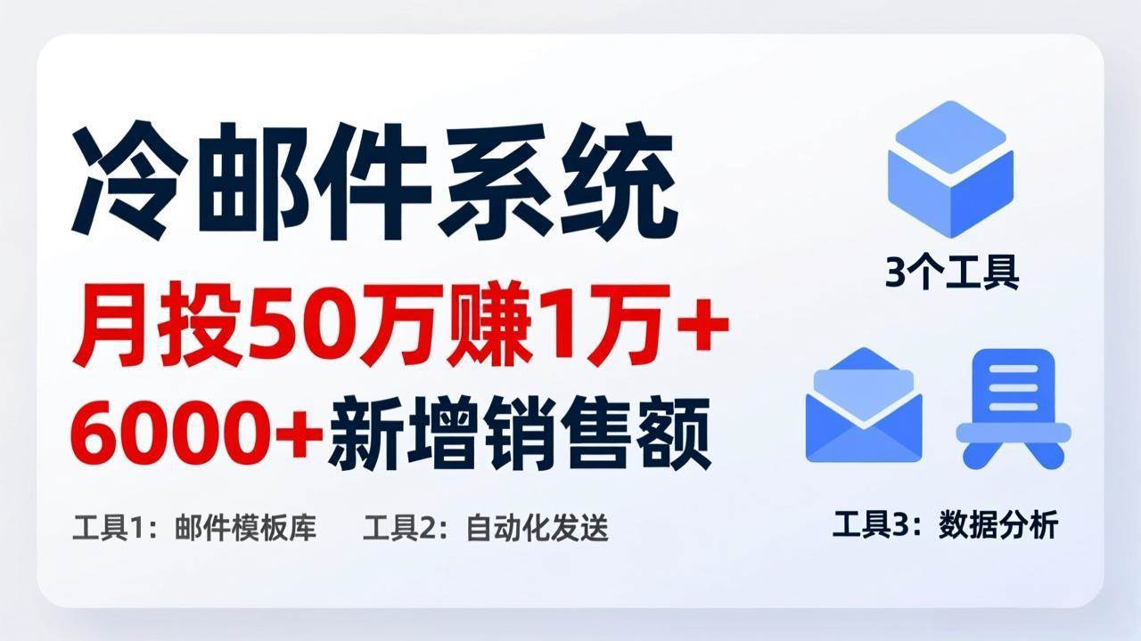 （17469期）月投 50 刀赚 1 万 +！冷邮件系统：6000 + 新增销售额，靠 3 个工具轻松搞-易网创