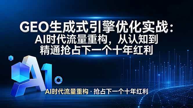(17708期)GEO 生成式引擎优化实战:AI时代流量重构,从认知到精通抢占下一个十年红利 (17708期)GEO 生成式引擎优化实战:AI时代流量重构,从认知到精通抢占下一个十年红利