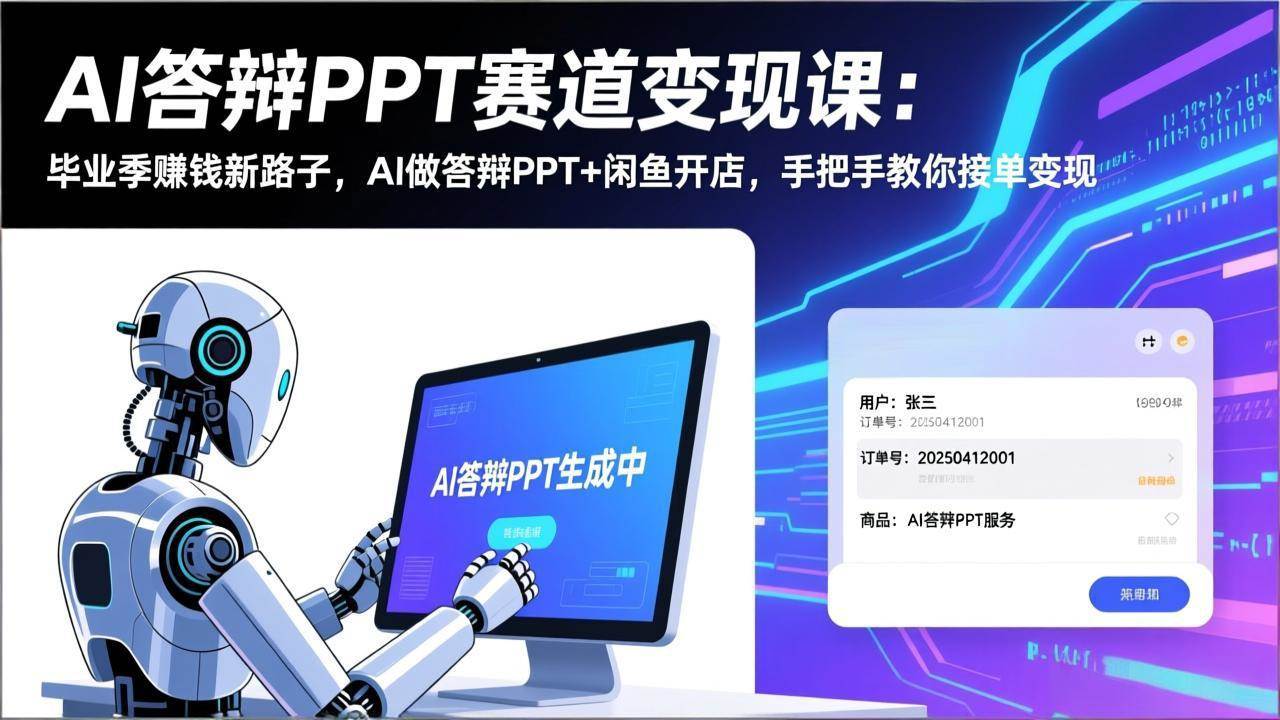 （17546期）AI答辩PPT赛道变现课：毕业季赚钱新路子，AI做答辩PPT+闲鱼开店，手把手教你接单变现-易网创