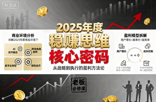 2025年度稳賺思维老板创业营，拆解2025年新商业环境下，企业实现持续盈利的核心密码-易网创