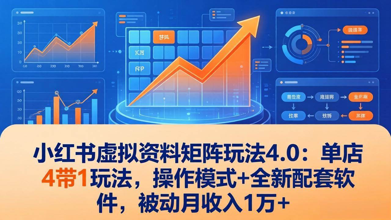 （17730期）小红书虚拟资料矩阵玩法4.0：单店4带1玩法，操作模式+全新配套软件，被动月收入1万+-易网创
