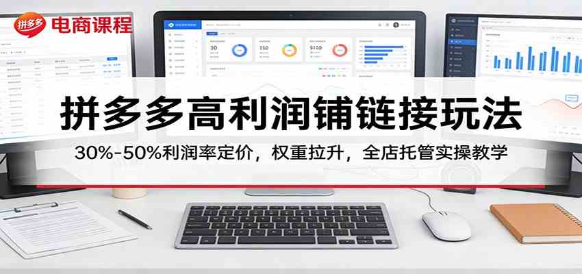 拼多多高利润铺链接玩法：30%–50%利润率定价，权重拉升，全店托管实操教学-易网创