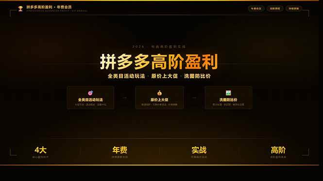 (17779期)拼多多高阶盈利年费会员:全类目活动玩法、原价上大促、洗图防比价等核心盈利技术(更新26年3月)-易网创