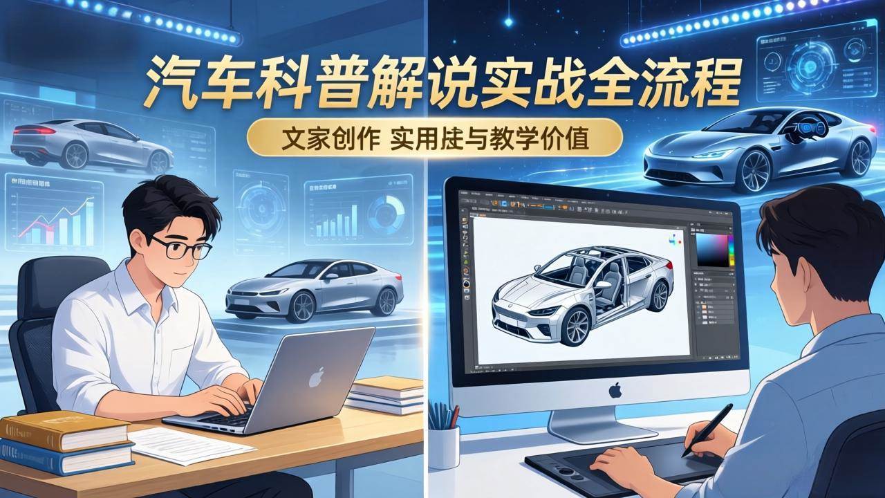 （17665期）抖音汽车科普解说实战：文案+动画+画面处理+去水印全流程，打造专业汽车科普视频-易网创
