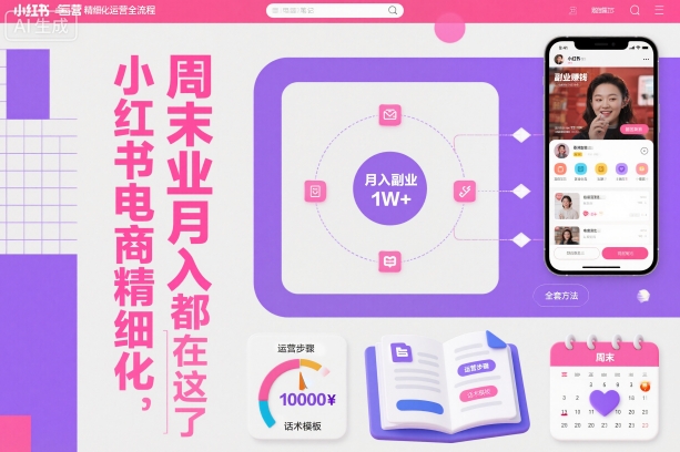 小红书电商精细化运营全流程，周末副业月入1W+，全套方法都在这了-易网创