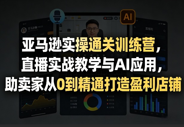 亚马逊实操通关训练营，直播实战教学与AI应用，助卖家从0到精通打造盈利店铺（更新3月）-易网创