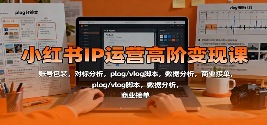 小红书IP运营高阶变现课：账号包装，对标分析，plog/vlog脚本，数据分析，商业接单-易网创