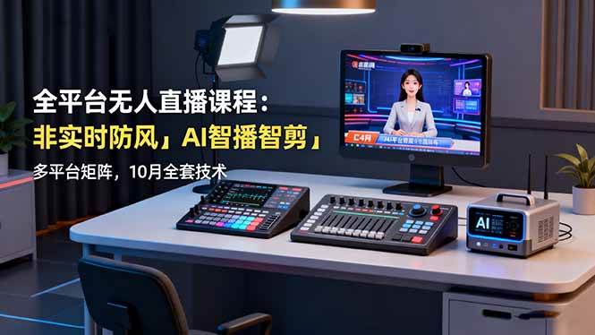 （16279期）全平台无人直播课程：非实时防风＋AI智播智剪＋多平台矩阵，10月全套技术-易网创
