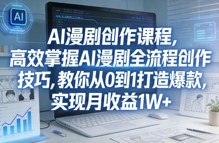 某社群AI漫剧创作课程，高效掌握AI漫剧全流程创作技巧，教你从0到1打造爆款，实现月收益1W+-易网创