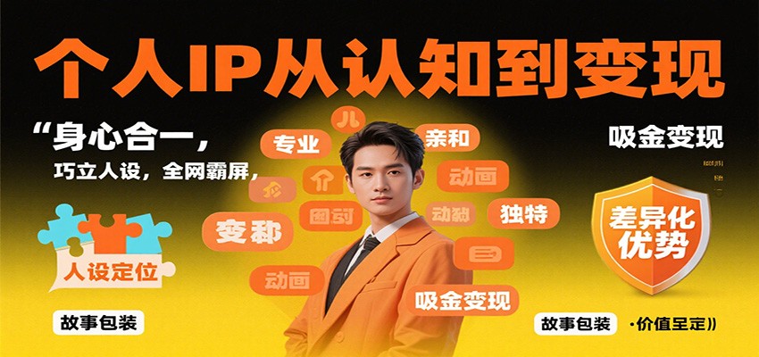 个人IP从认知到变现，身心合一，巧立人设，全网霸屏，吸金变现-易网创