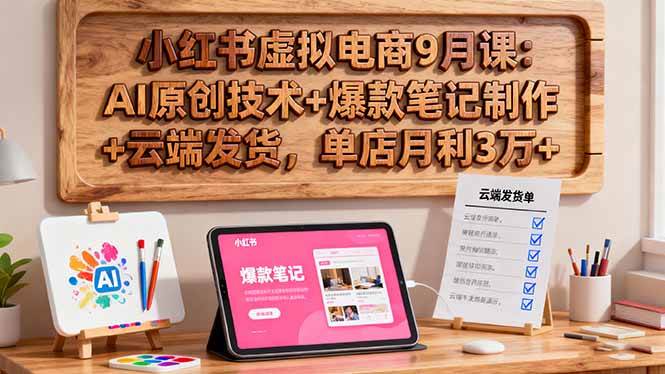 （16287期）小红书虚拟电商9月课：AI原创技术+爆款笔记制作+云端发货，单店月利3万+-易网创