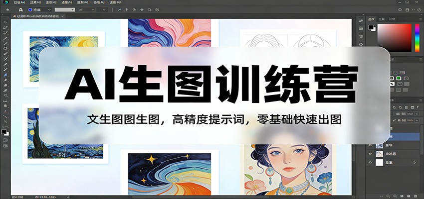 AI生图训练营：文生图图生图，高精度提示词，零基础快速出图-易网创