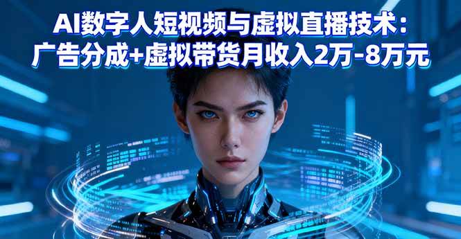 （16148期）AI数字人短视频与虚拟直播技术：广告分成+虚拟带货月收入2万-8万元-易网创