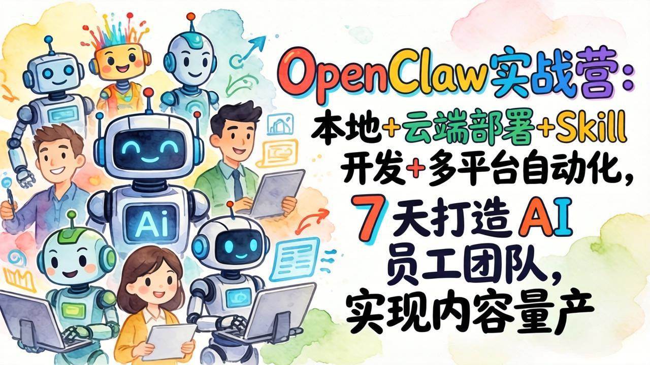 （17673期）OpenClaw实战营-更新：本地+云端部署+Skill开发+多平台自动化，7天打造AI员工团队+实现内容量产-易网创