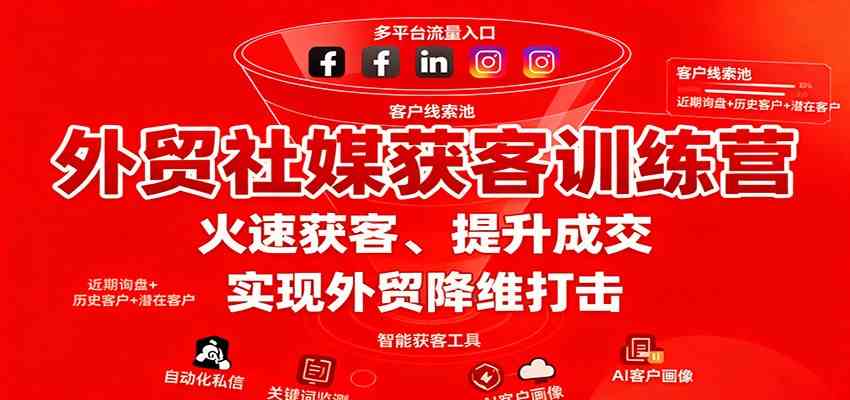 外贸社媒获客训练营，火速获客、提升成交，实现外贸降维打击-易网创