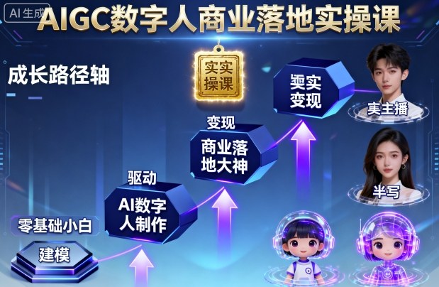 AIGC数字人商业落地实操课，从零基础小白到AI数字人大神-易网创