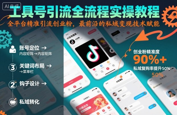 工具号引流全流程保姆级实操教程，全平台精准引流创业粉，最前沿的私域变现技术赋能-易网创