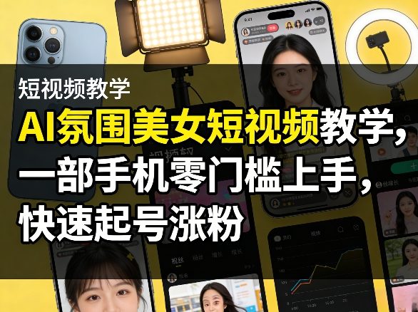 AI氛围美女短视频教学,一部手机零门槛上手,快速起号涨粉 AI氛围美女短视频教学,一部手机零门槛上手,快速起号涨粉