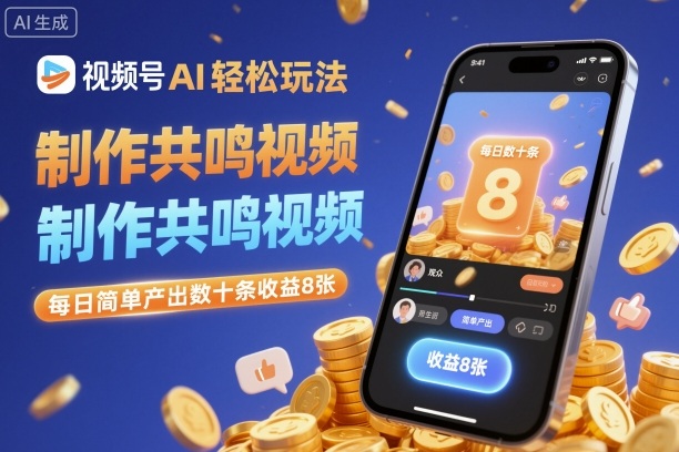 视频号AI轻松玩法，制作共鸣视频，每日简单产出数十条收益8张-易网创