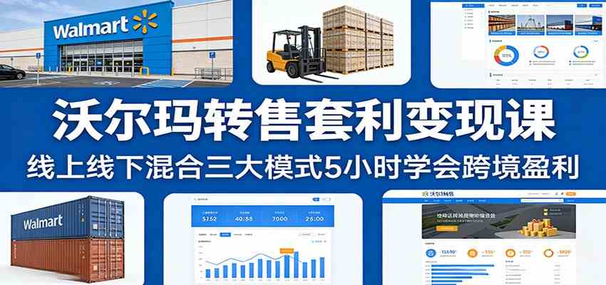 沃尔玛转售套利变现课:线上线下混合三大模式5小时学会跨境盈利-易网创