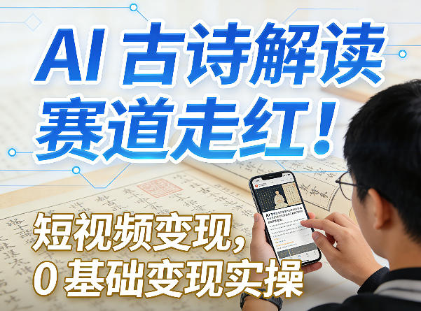 AI古诗解读赛道走红！短视频变现，0基础变现实操-易网创
