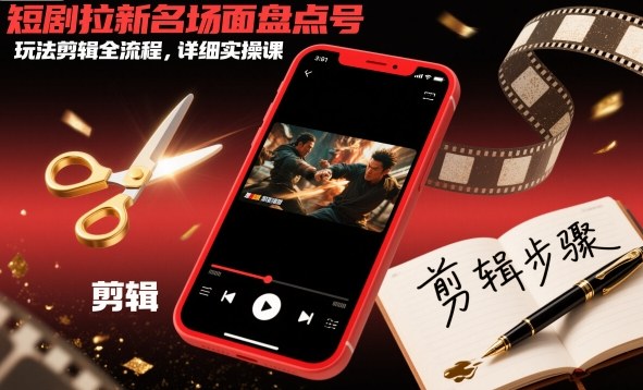 短剧拉新名场面盘点号玩法剪辑全流程，详细实操课-易网创