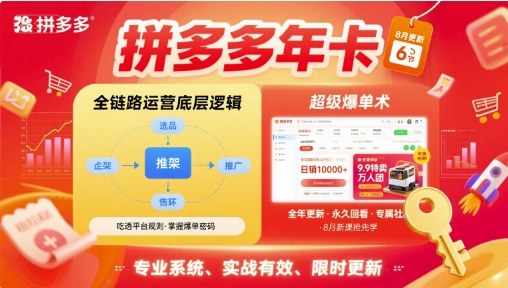 拼多多年卡，拼多多全链路运营底层逻辑，超级爆单术【更新10月】-易网创
