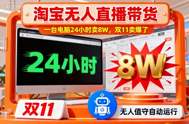 淘宝无人直播带货，一台电脑214小时卖8W，双11卖爆了【揭秘】-易网创