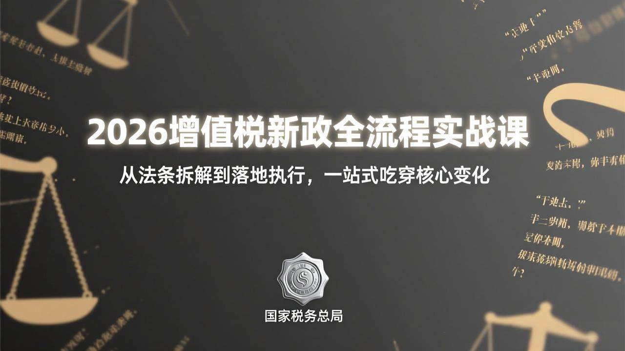 （17529期）2026增值税新政全流程实战课：从法条拆解到落地执行，一站式吃透核心变化-易网创
