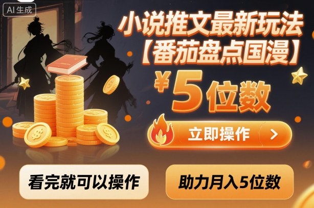 小说推文最新玩法，助力月入5位数【番茄盘点国漫】玩法，看完就可以操作-易网创