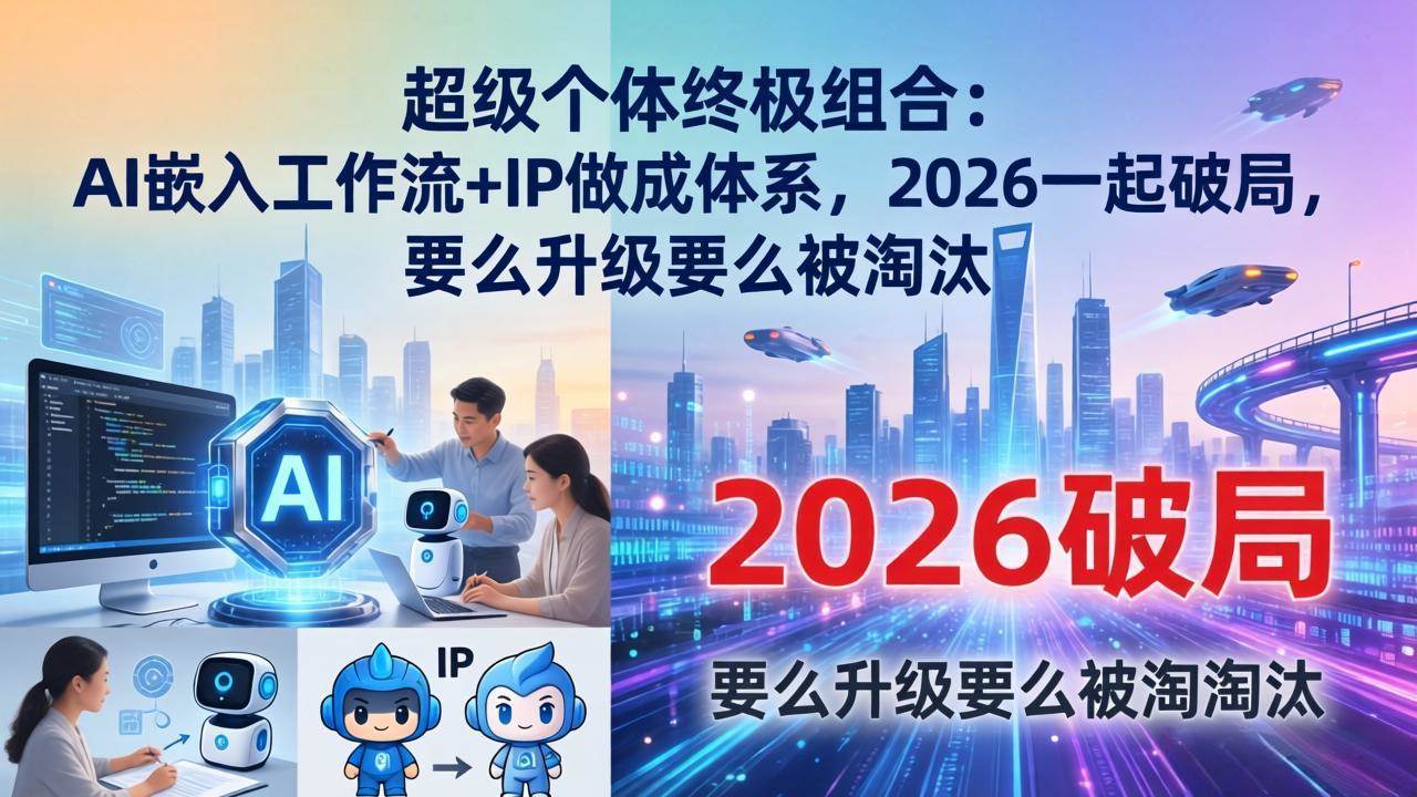(17808期)超级个体终极组合-更新:AI嵌入工作流+IP做成体系,2026一起破局,要么升级要么被淘汰-易网创