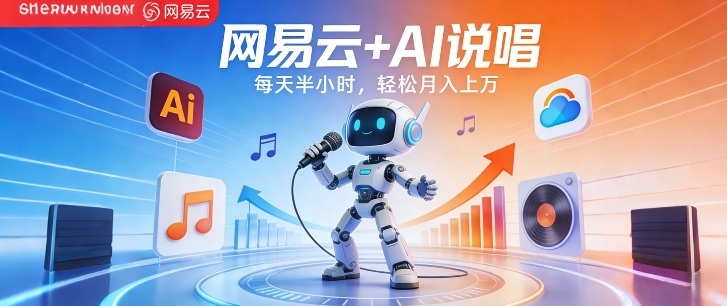 网易云+AI说唱，每天半小时，AI内容创作+流量变现，轻松月入1W-易网创
