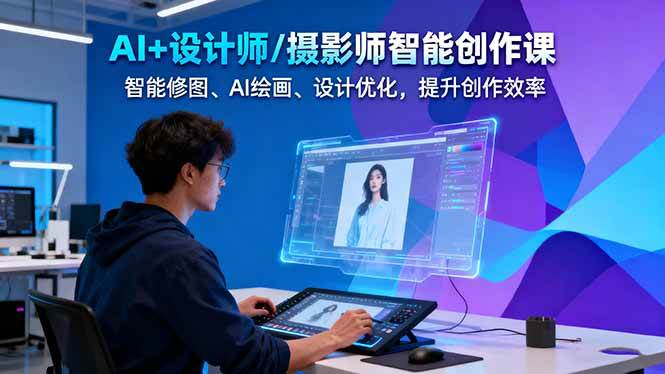 AI+设计师/摄影师智能创作课：智能修图、AI绘画、设计优化，提升创作效率-易网创