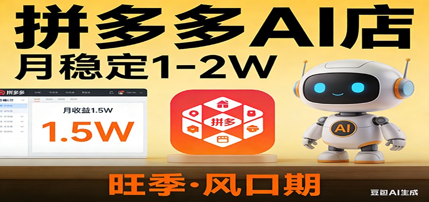 开一家拼多多AI店，月稳定1-2W，目前旺季，风口期！-易网创