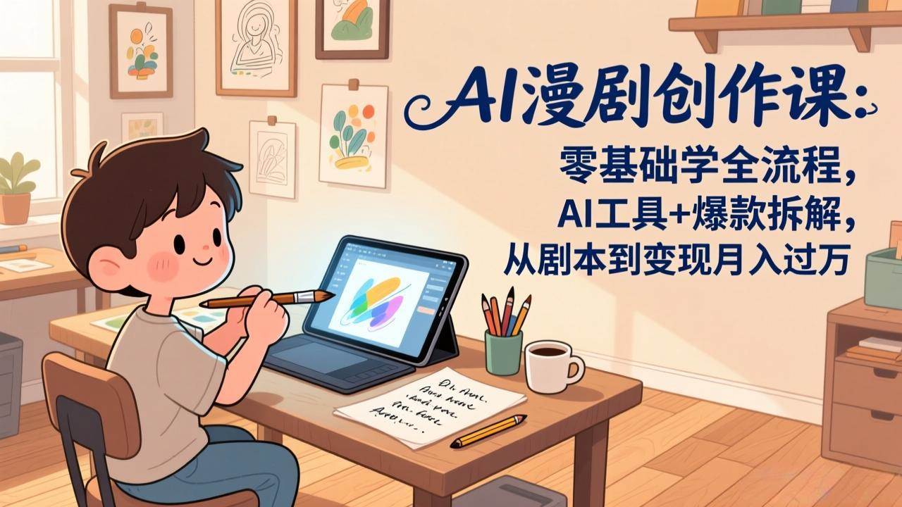 （17519期）AI漫剧创作课：零基础学全流程，AI工具+爆款拆解，从剧本到变现月入过万-易网创