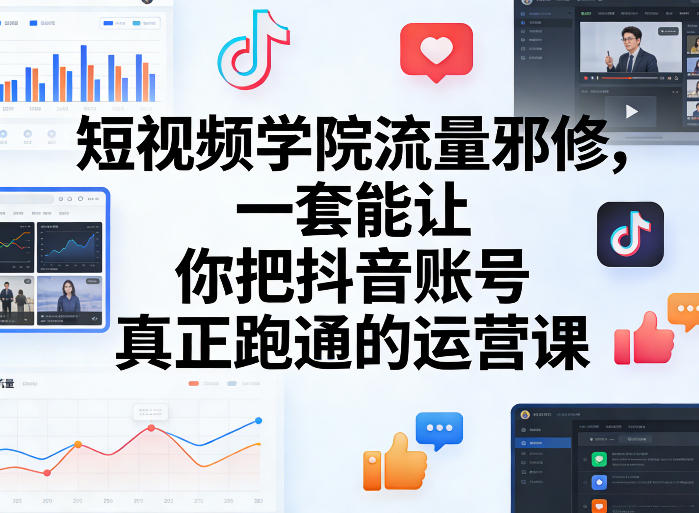 短视频学院流量邪修，一套能让你把抖音账号真正跑通的运营课-易网创