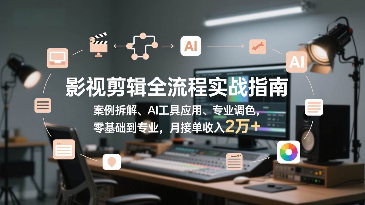 （17338期）影视剪辑全流程实战指南，案例拆解、AI工具应用、专业调色，零基础到专业，月接单收入2万+-易网创