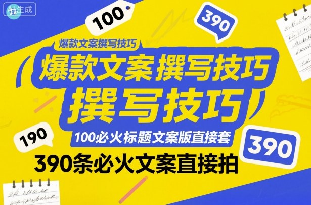 爆款文案撰写技巧，100个必火标题文案模版直接套，390条必火文案直接拍-易网创