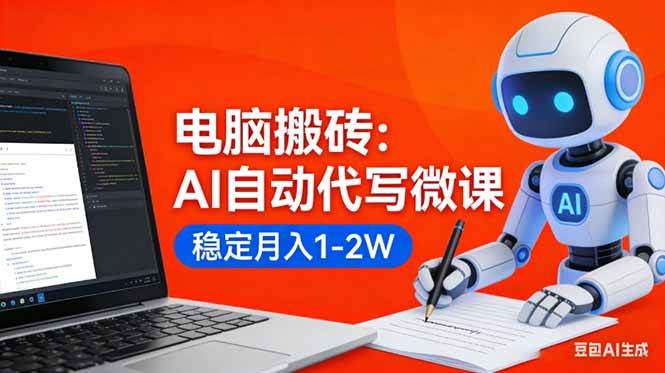 （17582期）电脑搬砖：AI自动代写微课，稳定月入1-2W，提供接单渠道，0门槛小白可做！-易网创