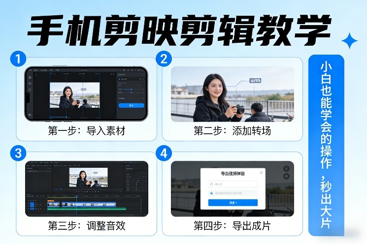 手机剪映剪辑教学，小白也能学会的操作，秒出大片-易网创