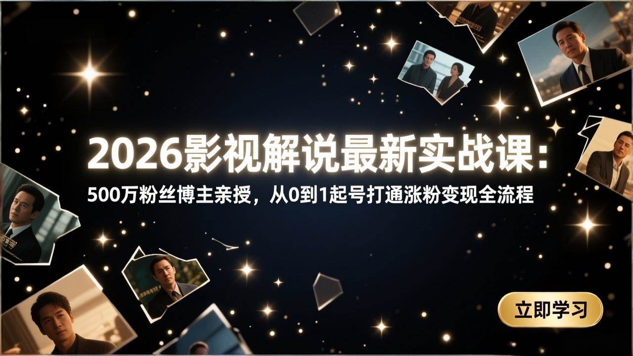 （17530期）2026影视解说最新实战课：500万粉丝博主亲授，从0到1起号打通涨粉变现全流程-易网创