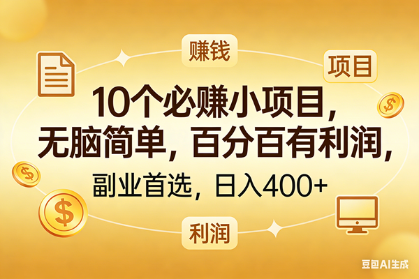 (17812期)10个必赚的小项目,百分百有利润,无脑简单,副业首选,日入400+-易网创